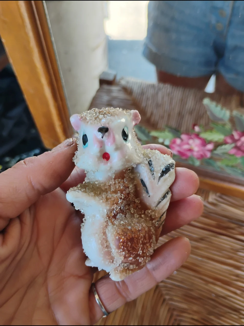 Vintage Sugar-Coated Squirrel Porcelain Salt And Pepper Shaker- Brown & White